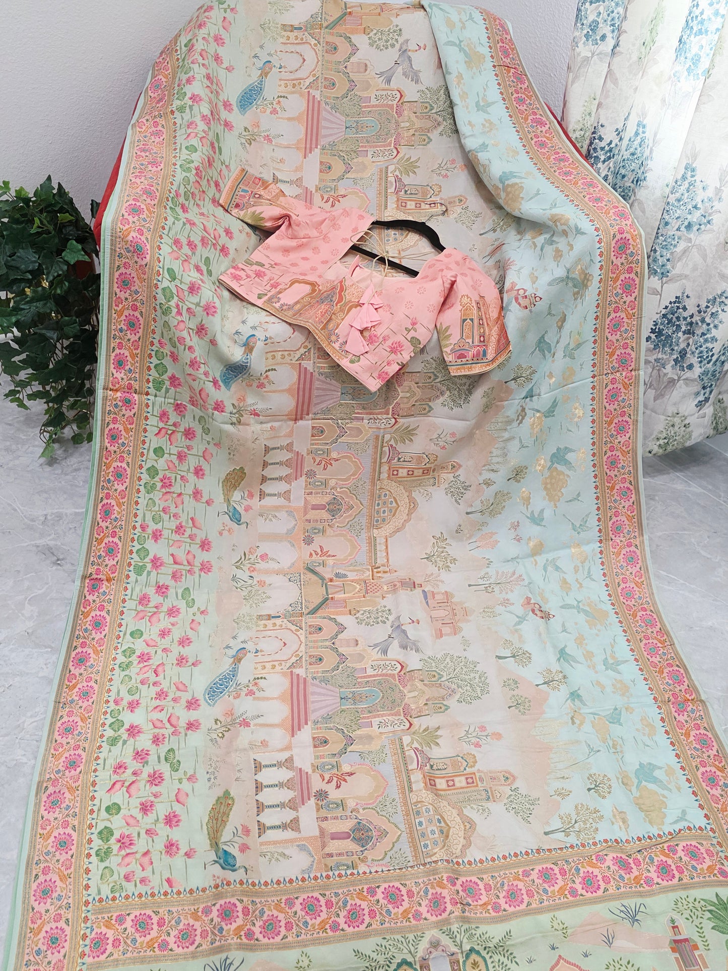 Kashmiri Emporium Pashmina Inspired Designer Banarasi Silk Saree - Blouse