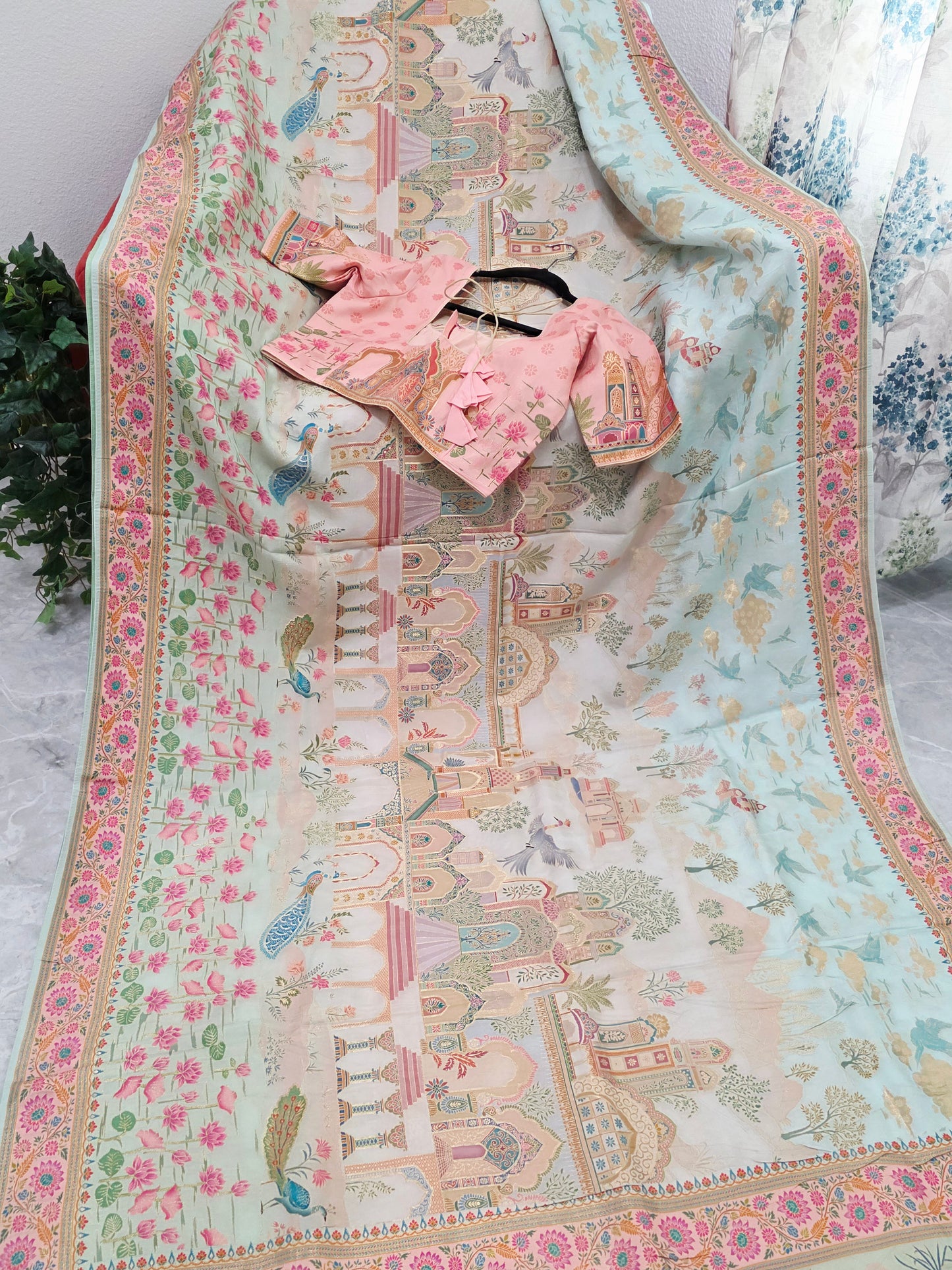 Kashmiri Emporium Pashmina Inspired Designer Banarasi Silk Saree - Blouse