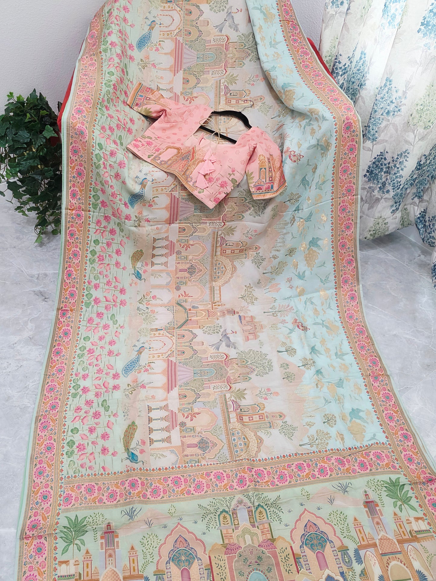Kashmiri Emporium Pashmina Inspired Designer Banarasi Silk Saree - Blouse