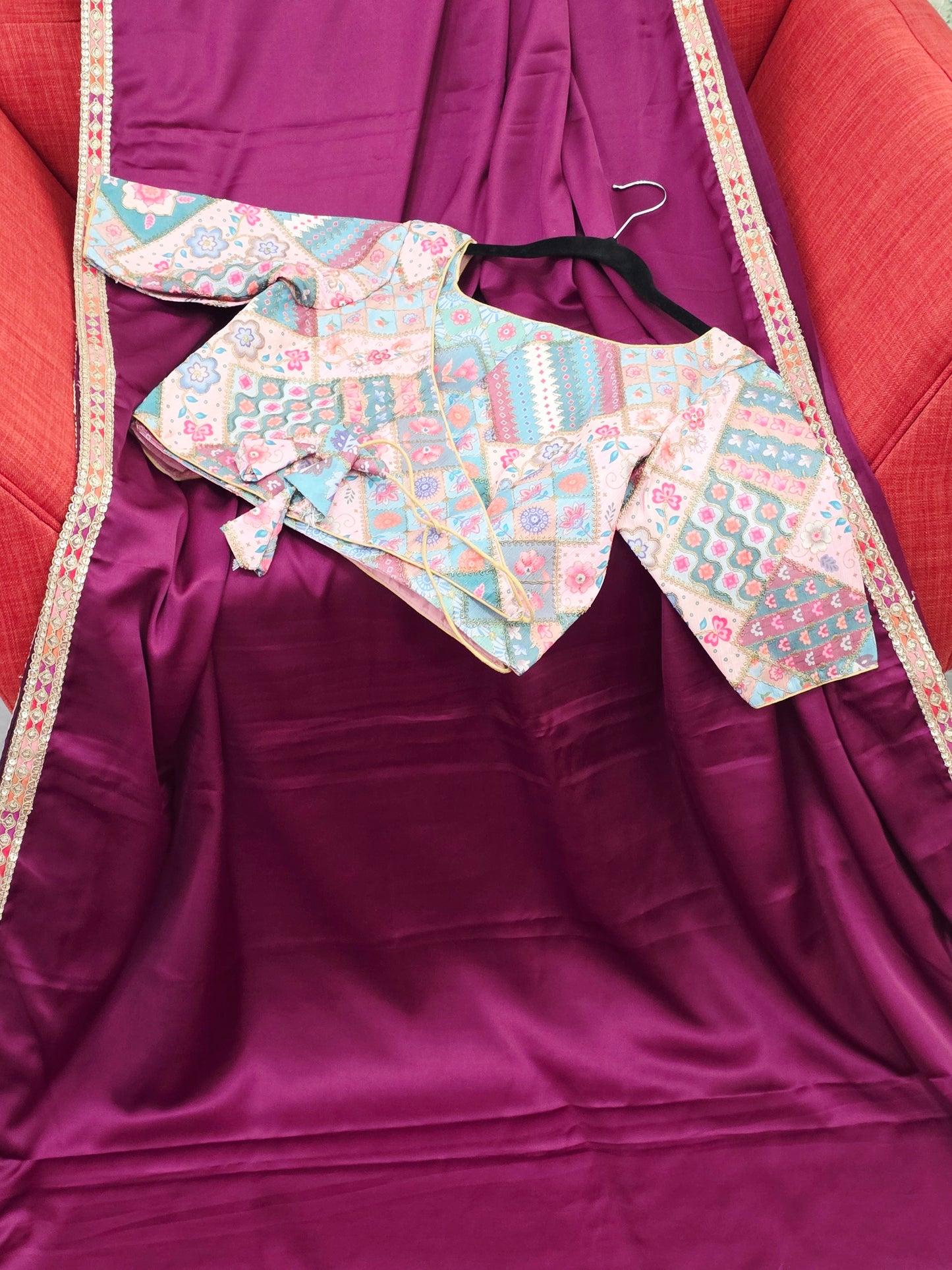 Royal Mulberry Wine Modal Silk Saree with Embroidered Tussar Blouse