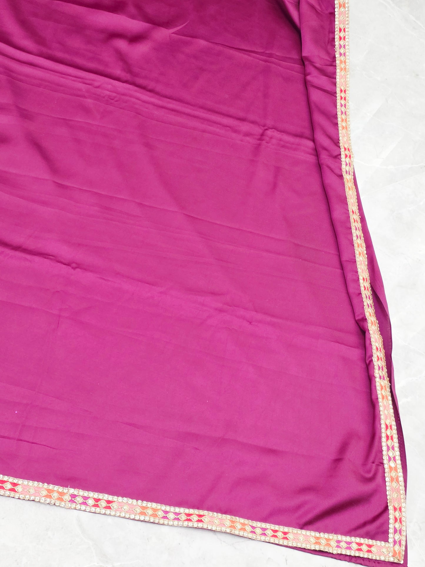 Royal Mulberry Wine Modal Silk Saree with Embroidered Tussar Blouse