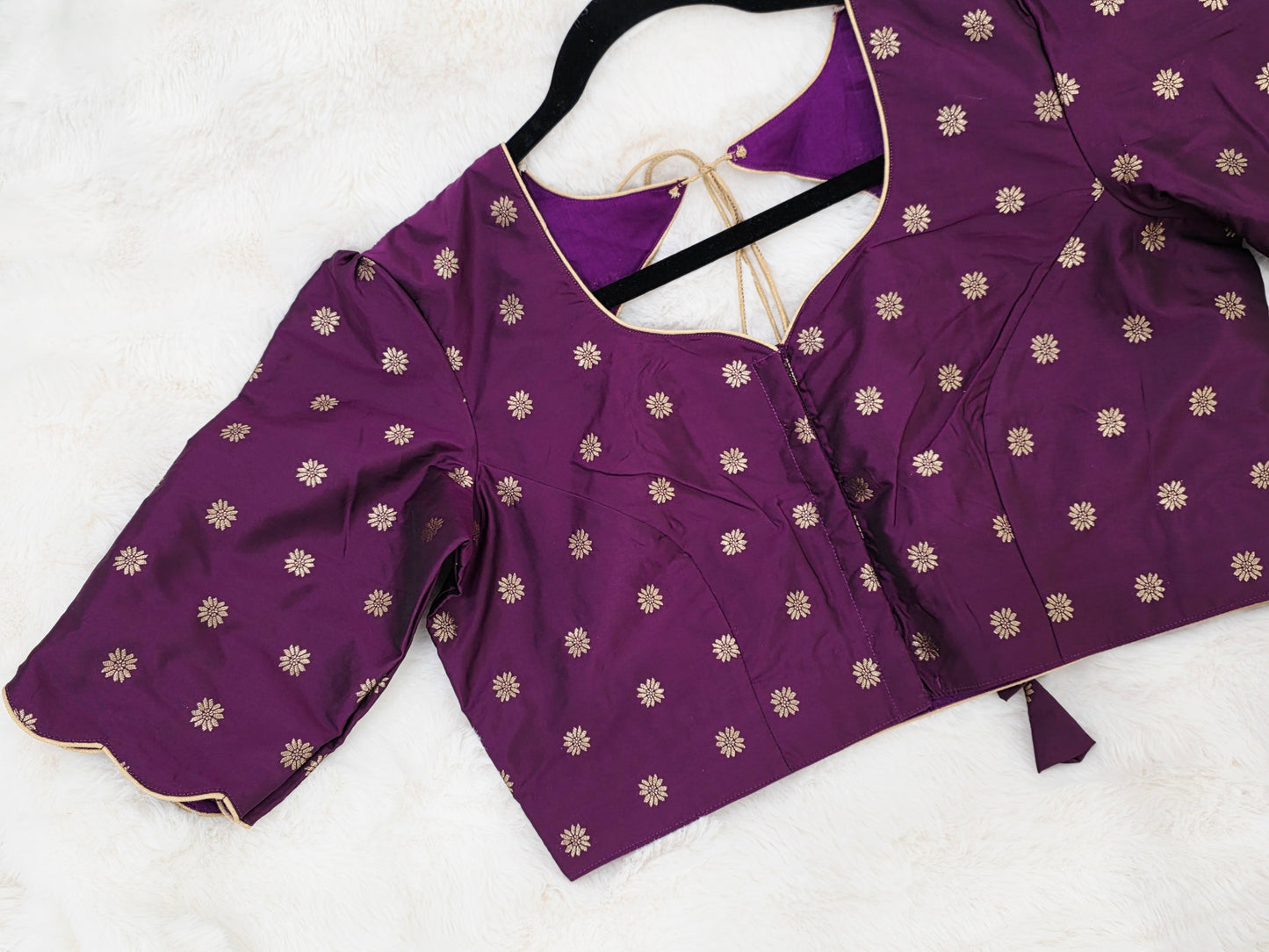 Royal Plum Purple Benarasi Stitched Blouse with Antique Gold Butta