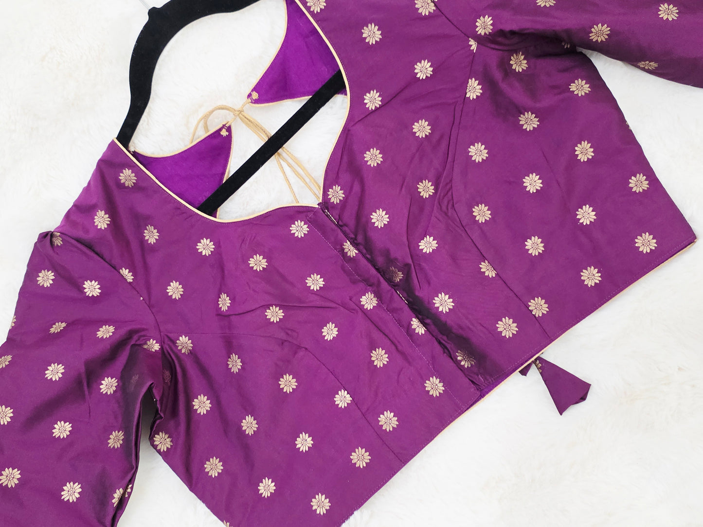 Royal Plum Purple Benarasi Stitched Blouse with Antique Gold Butta