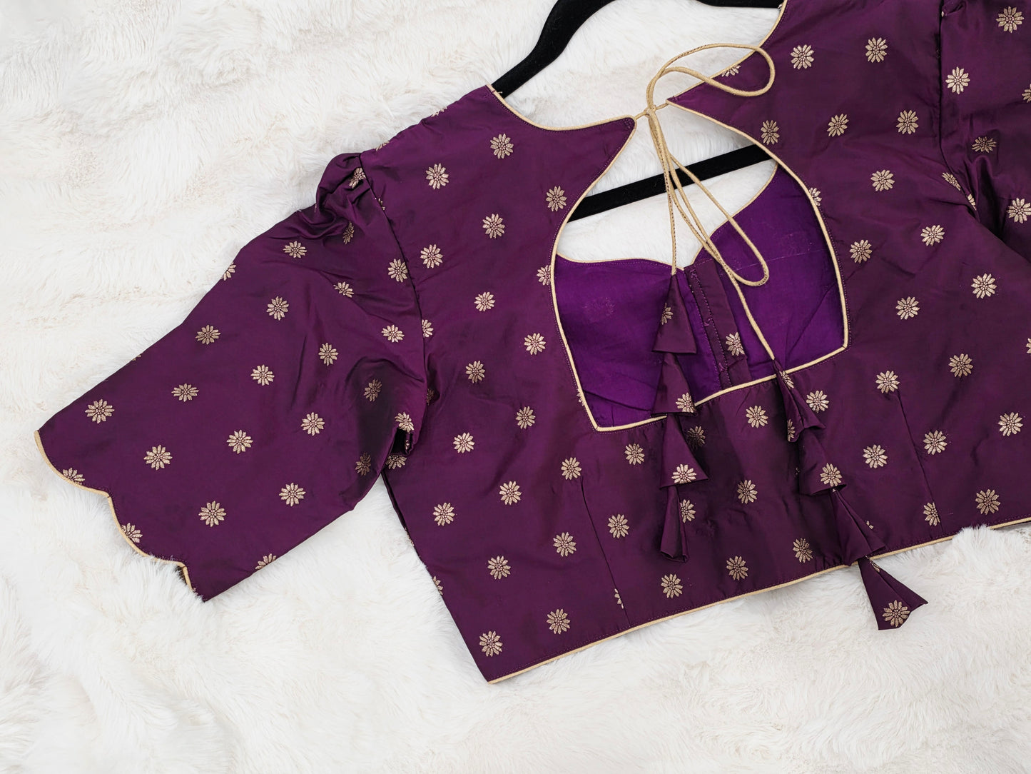 Royal Plum Purple Benarasi Stitched Blouse with Antique Gold Butta