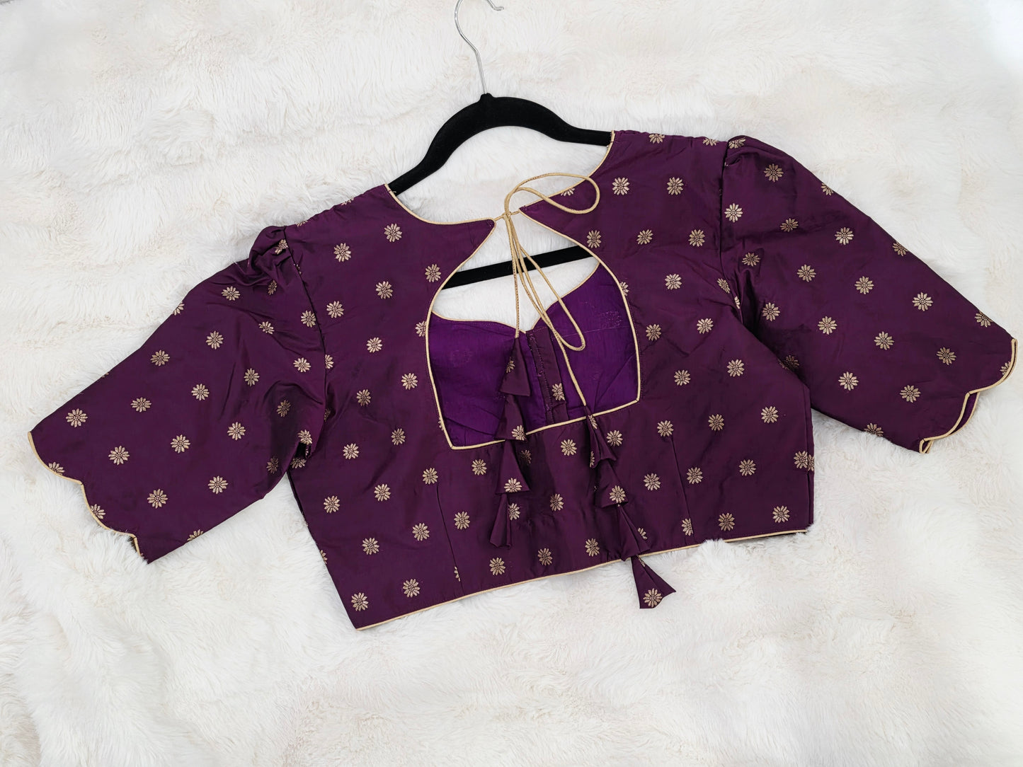 Royal Plum Purple Benarasi Stitched Blouse with Antique Gold Butta
