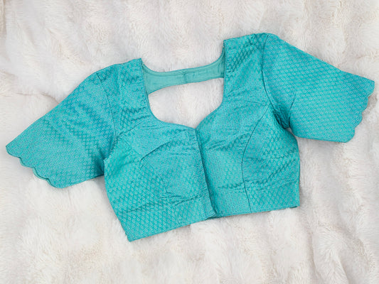 Aqua Celeste Teal Benarasi Silk Blouse – Regal Weave