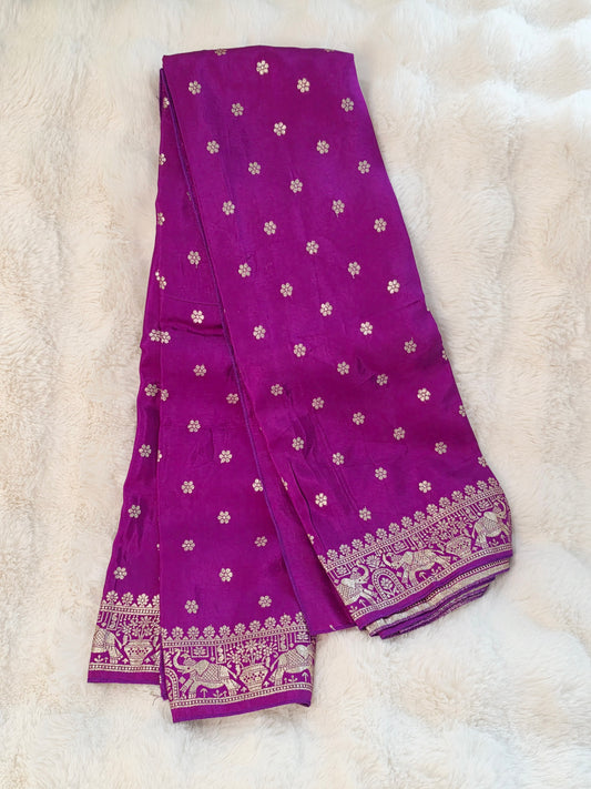 Royal Magenta Purple Munga Benarasi Dupatta for Lehenga & Dress Wear
