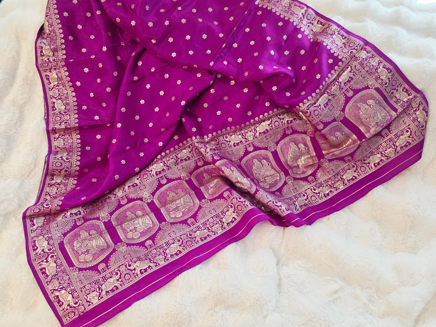 Royal Magenta Purple Munga Benarasi Dupatta for Lehenga & Dress Wear