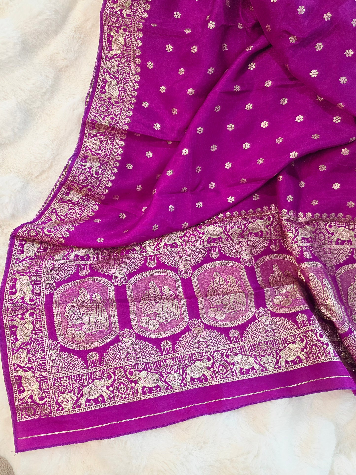 Royal Magenta Purple Munga Benarasi Dupatta for Lehenga & Dress Wear