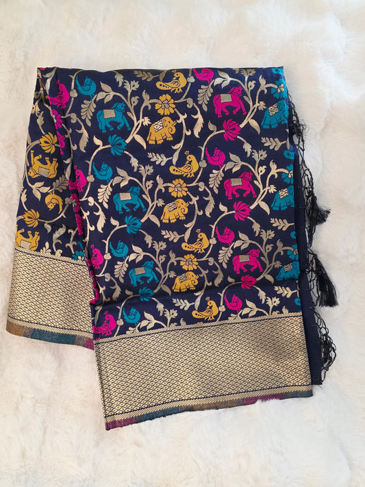 Black Benarasi Dupatta for Dress Wear