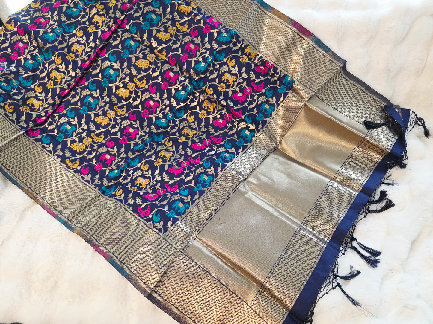 Black Benarasi Dupatta for Dress Wear