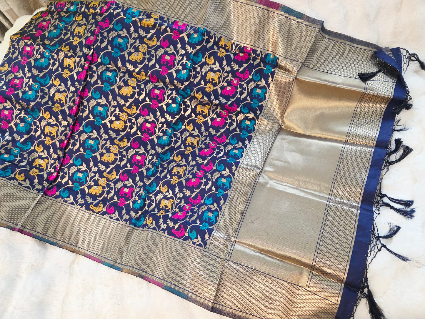 Black Benarasi Dupatta for Dress Wear