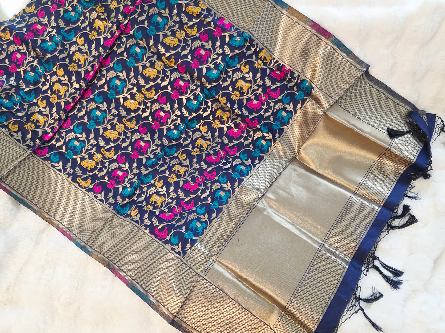 Black Benarasi Dupatta for Dress Wear