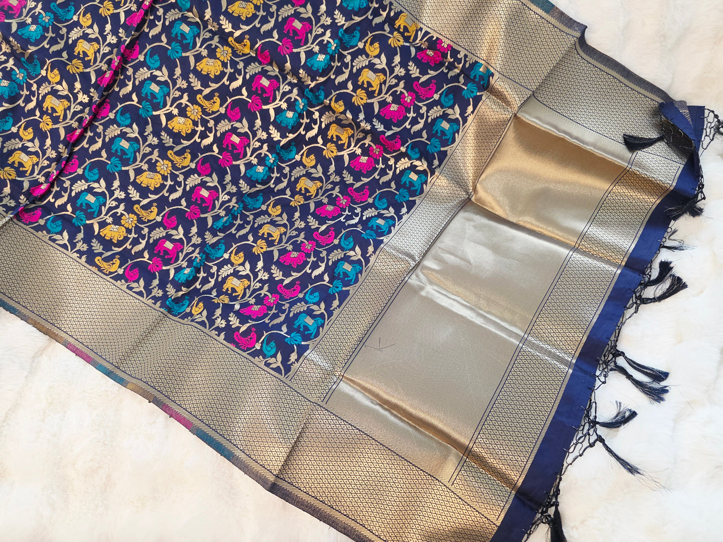 Black Benarasi Dupatta for Dress Wear