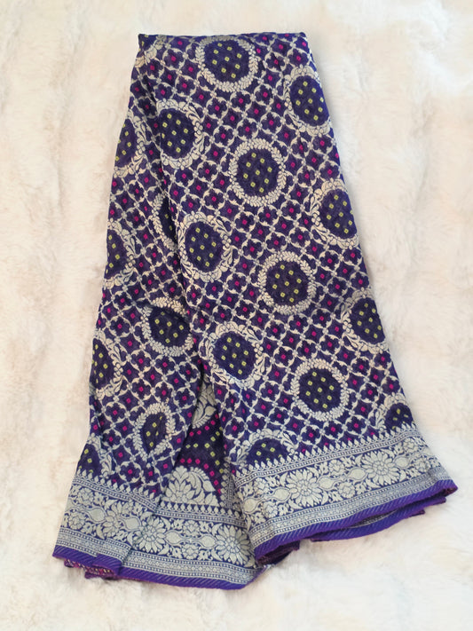 Purple Bhandini Georgette Designer Dupatta for Lehenga & Dress Wear