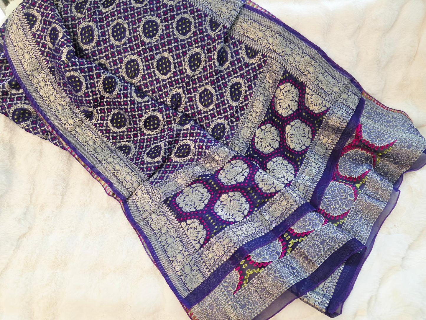 Purple Bhandini Georgette Designer Dupatta for Lehenga & Dress Wear