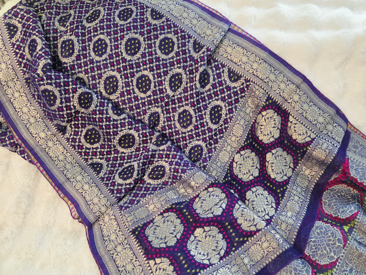 Purple Bhandini Georgette Designer Dupatta for Lehenga & Dress Wear