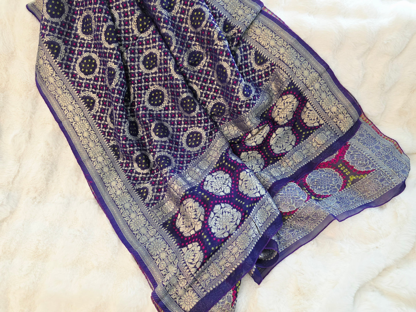 Purple Bhandini Georgette Designer Dupatta for Lehenga & Dress Wear