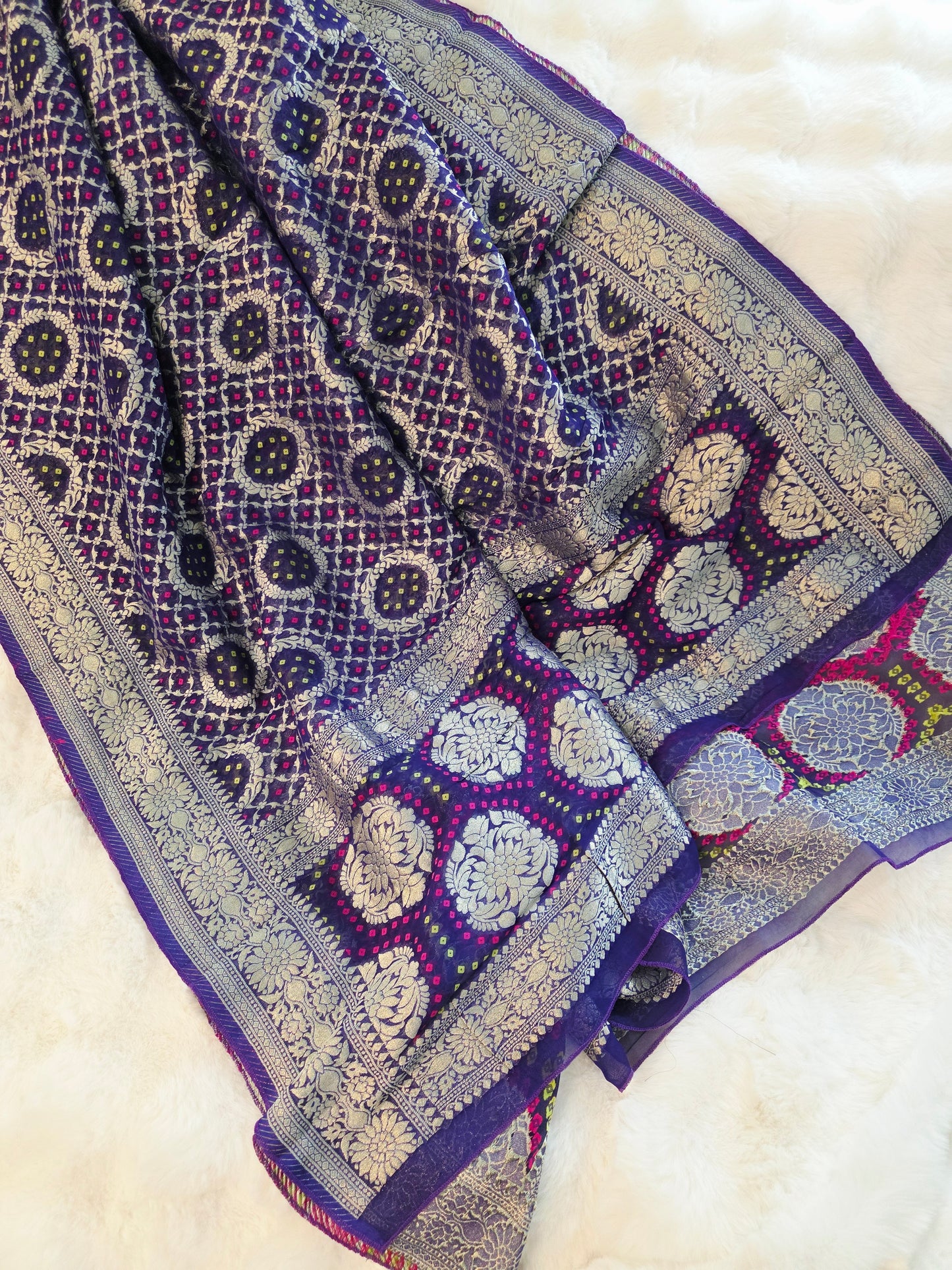 Purple Bhandini Georgette Designer Dupatta for Lehenga & Dress Wear
