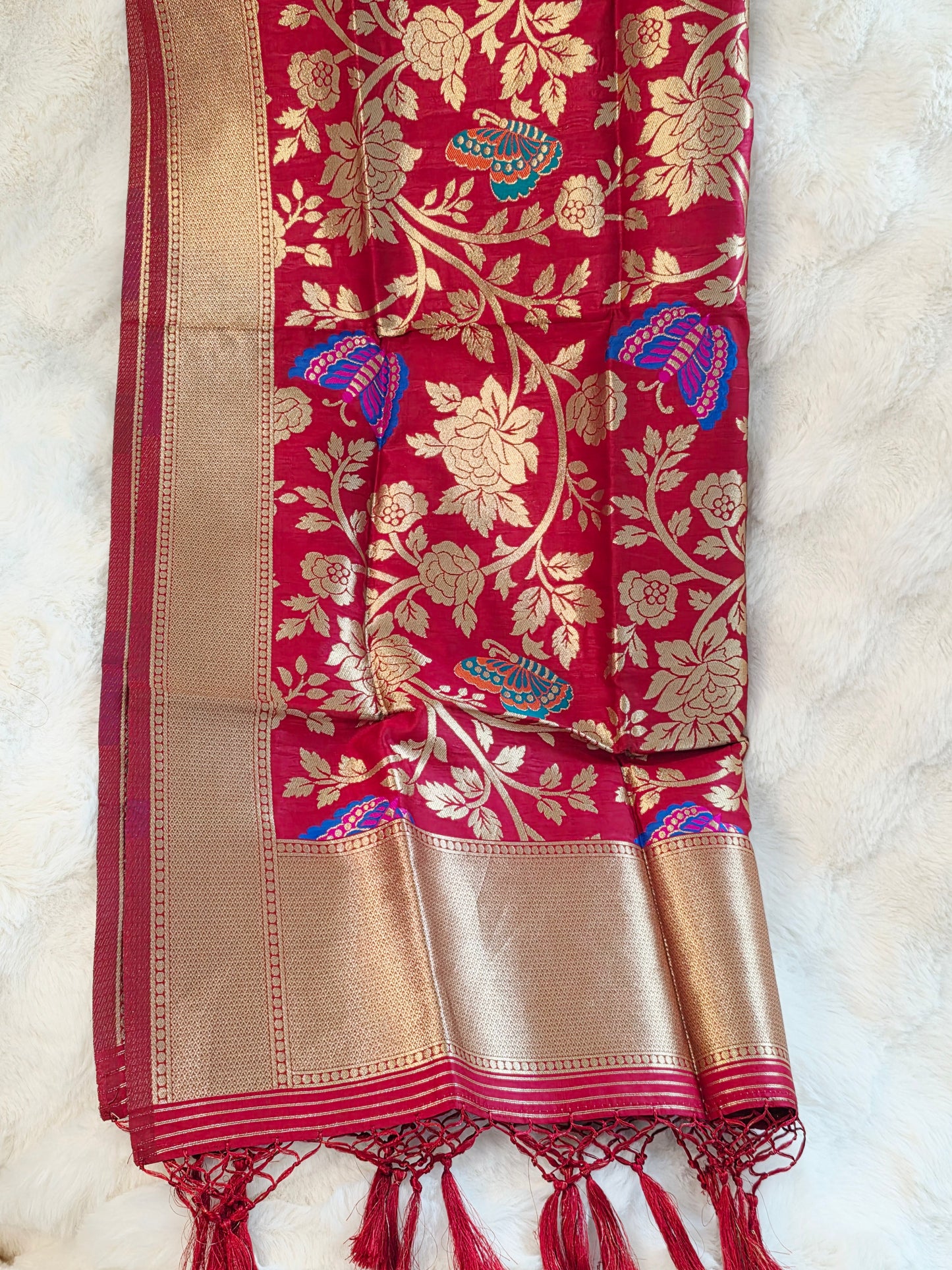 Royal Maroon Red Benarasi Dupatta for Dress Wear