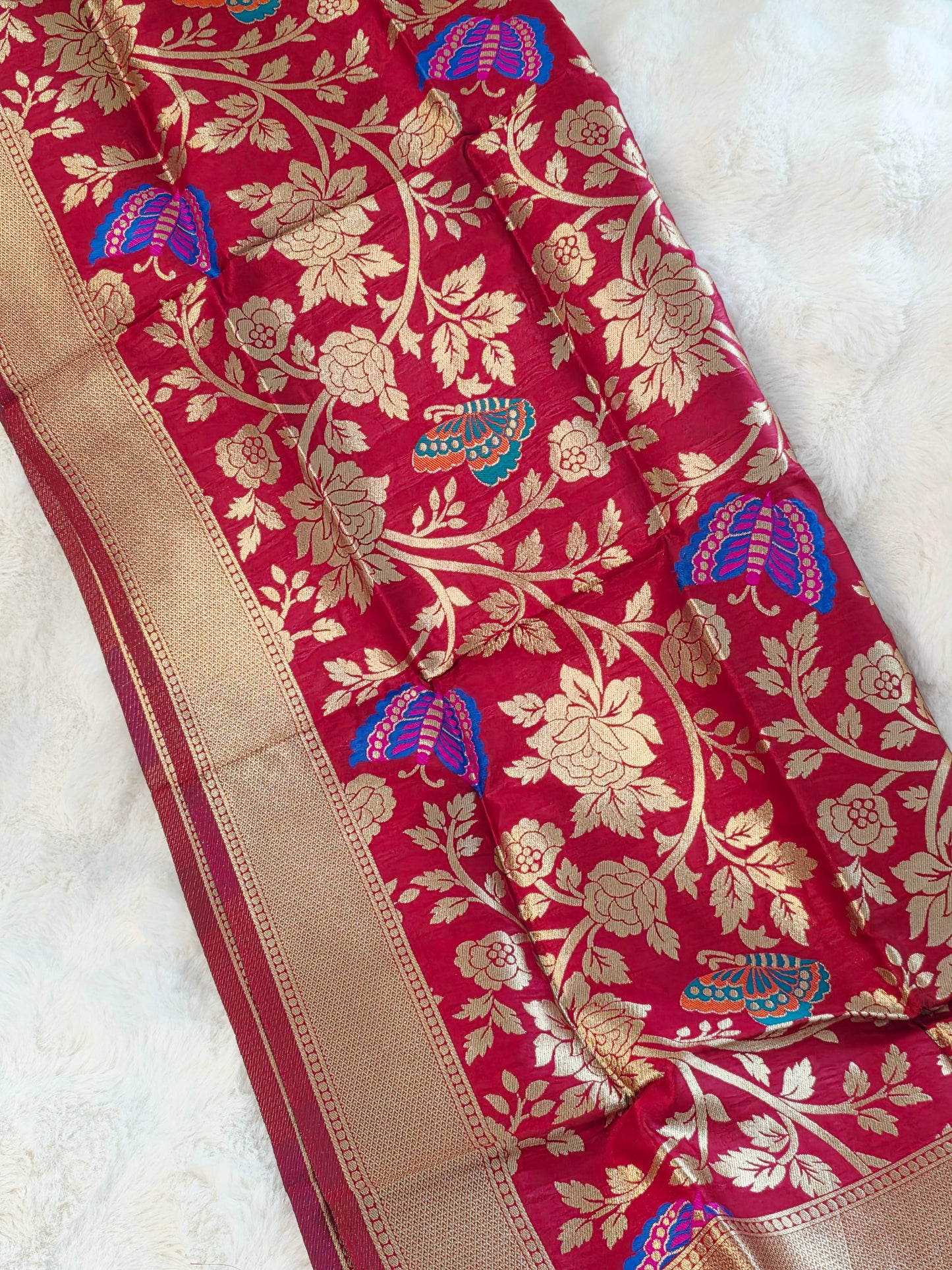 Royal Maroon Red Benarasi Dupatta for Dress Wear