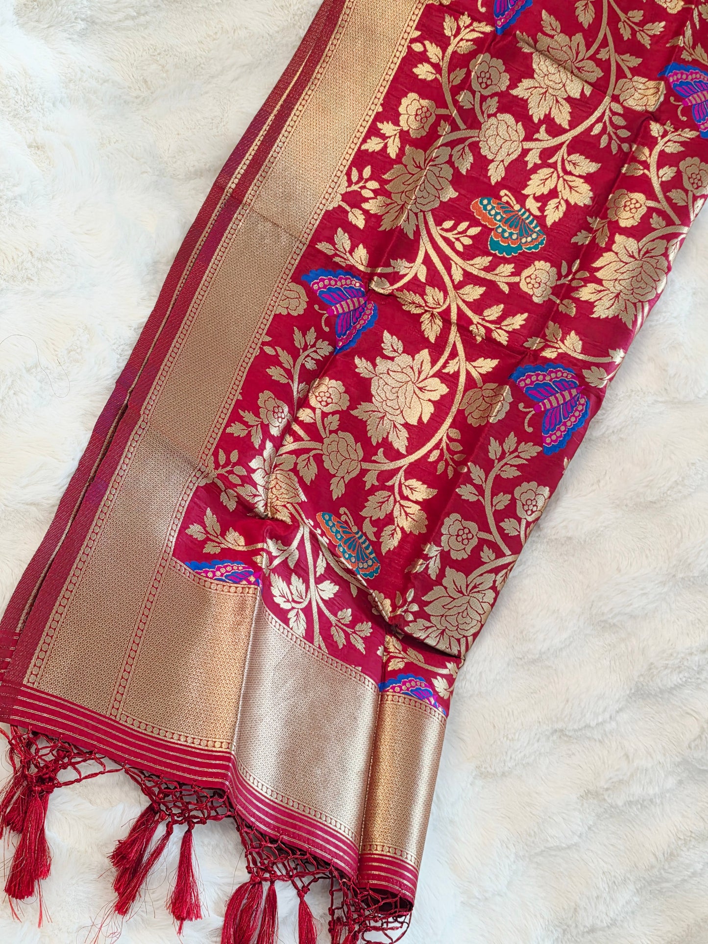 Royal Maroon Red Benarasi Dupatta for Dress Wear
