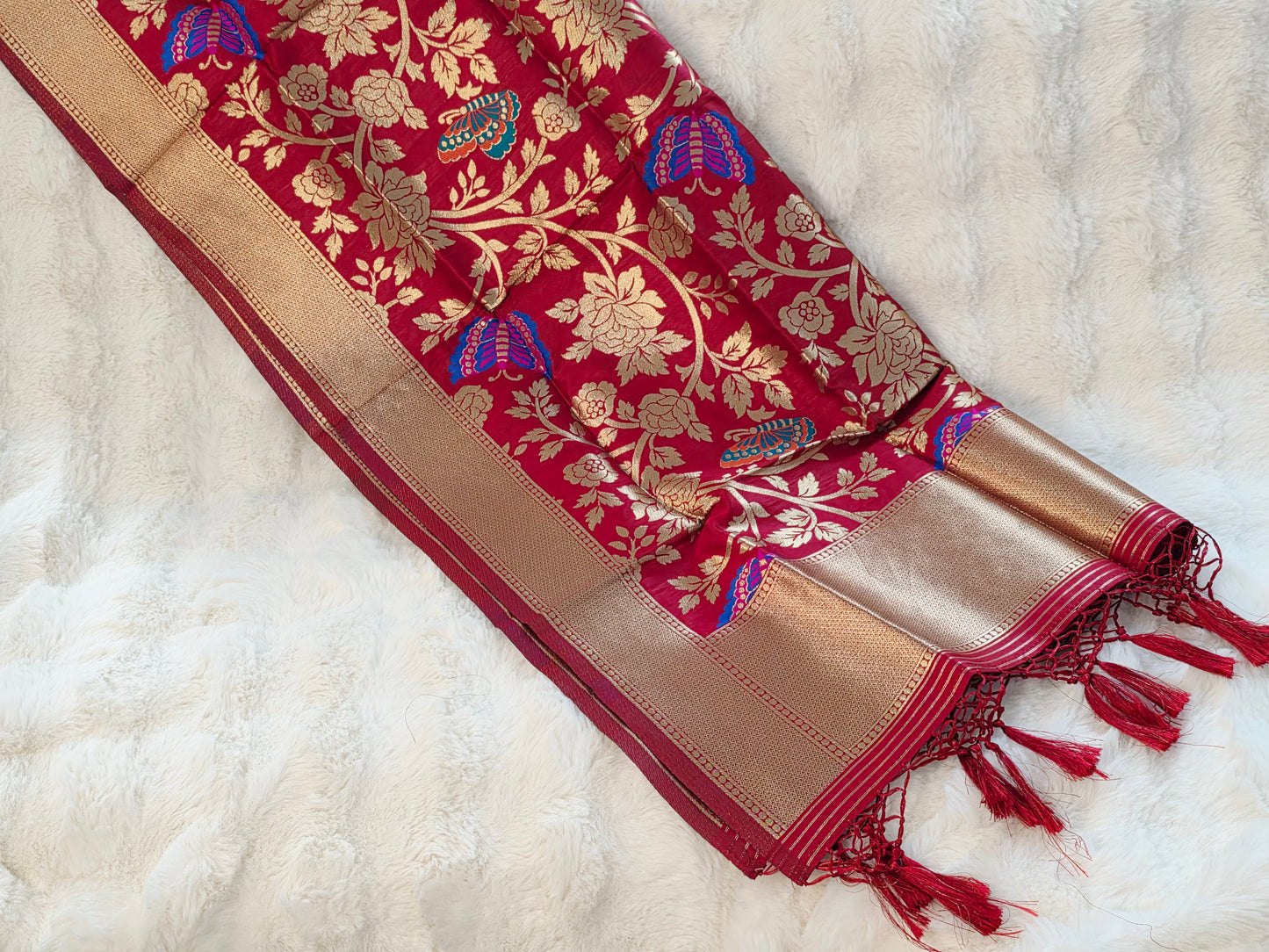 Royal Maroon Red Benarasi Dupatta for Dress Wear