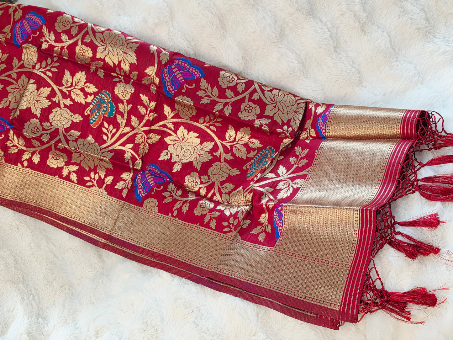 Royal Maroon Red Benarasi Dupatta for Dress Wear