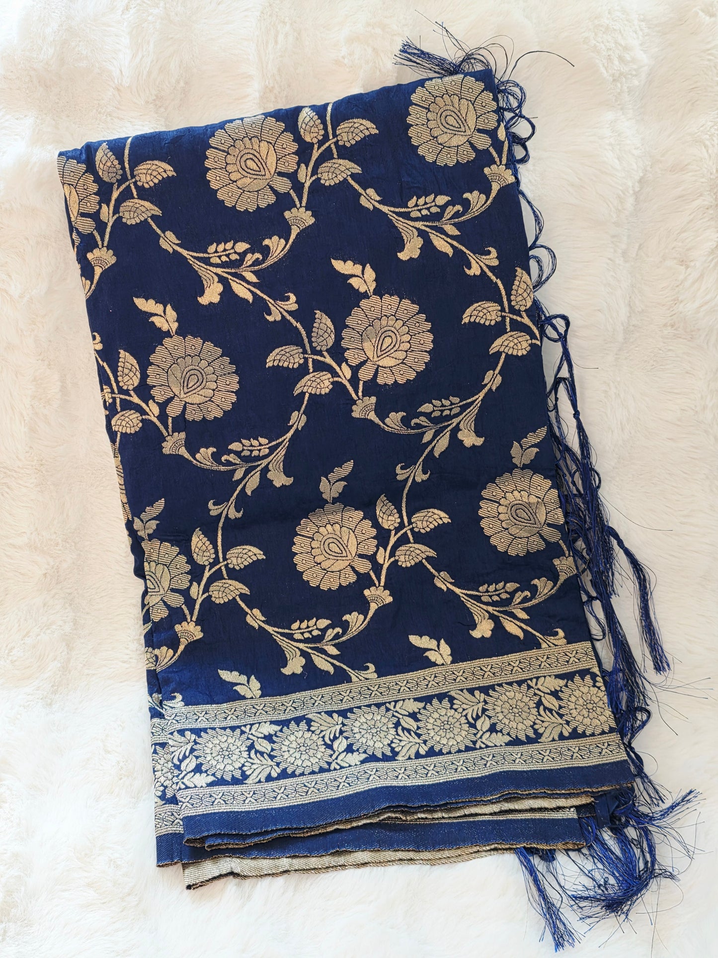 Navy Blue Benarasi Dupatta for Lehenga & Dress Wear