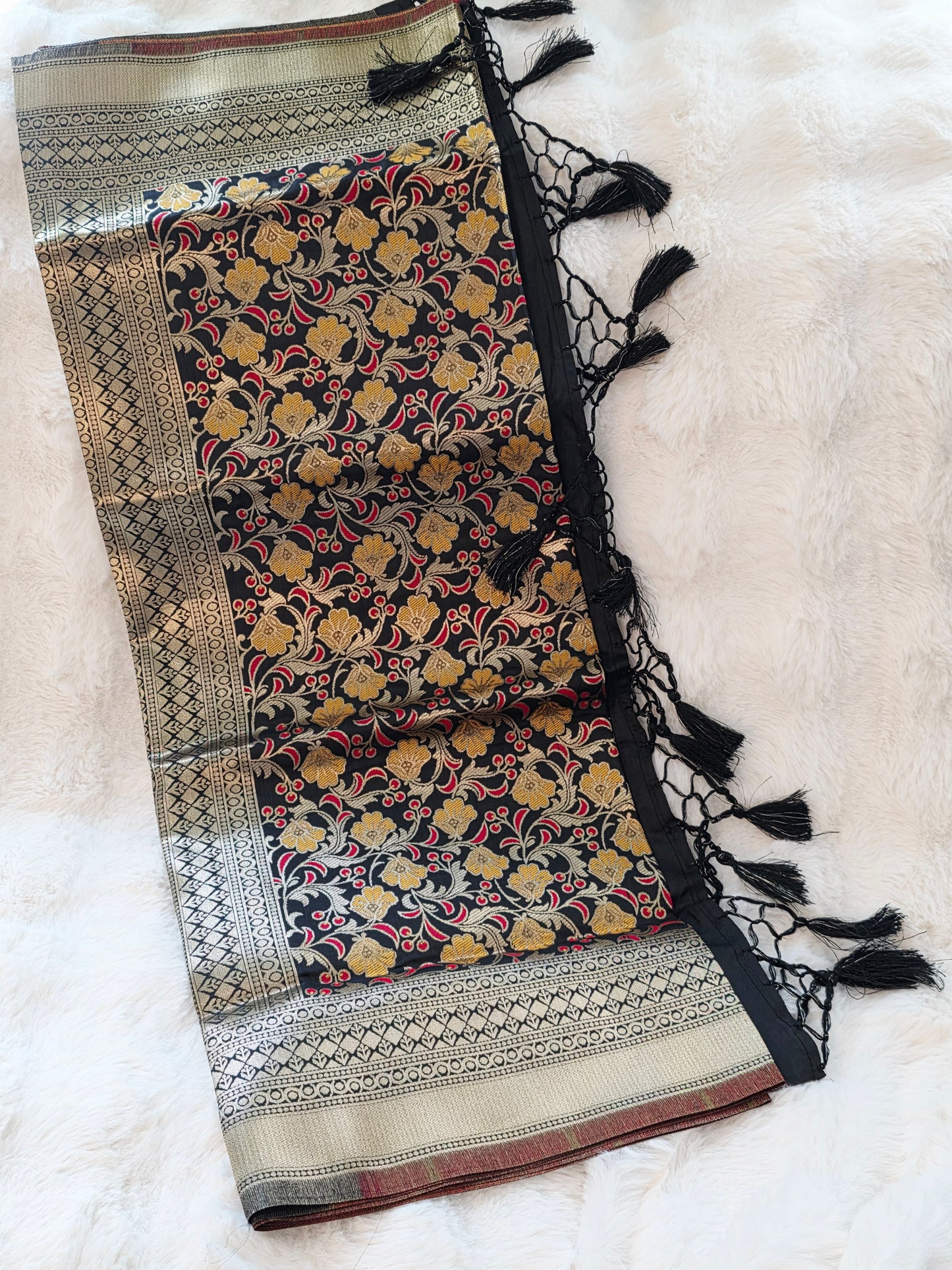 Black Benarasi Dupatta for Dress Wear