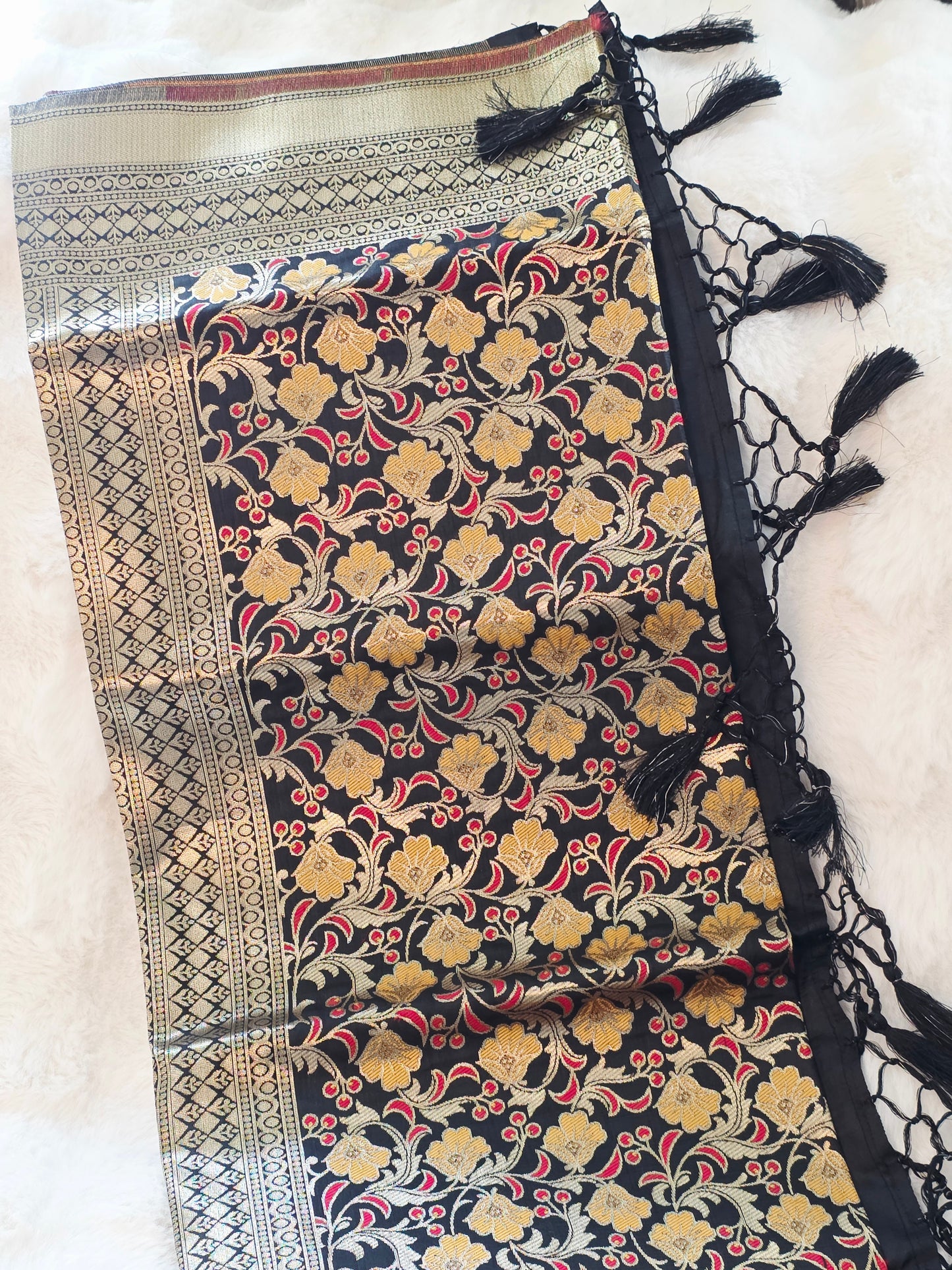 Black Benarasi Dupatta for Dress Wear