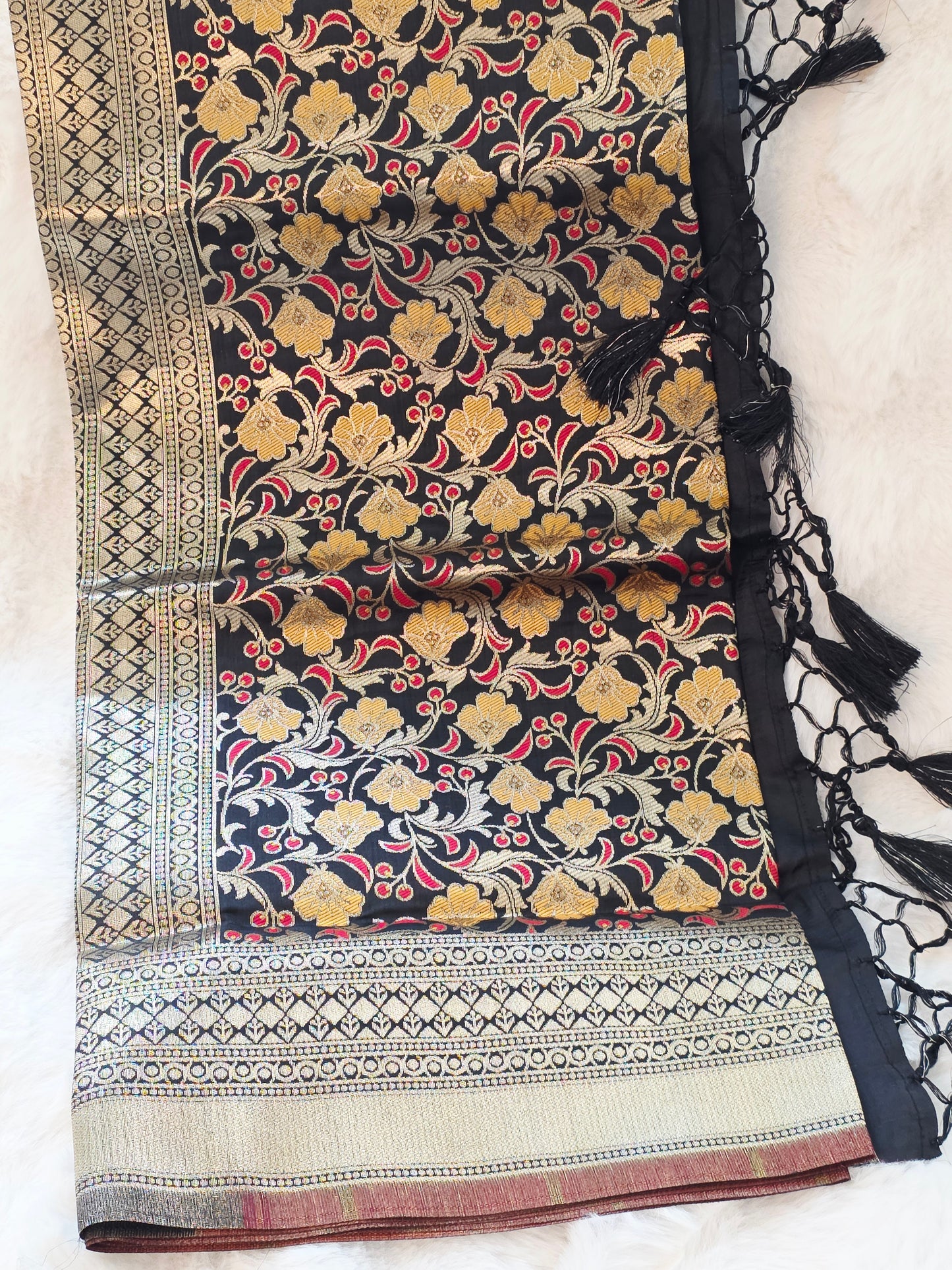 Black Benarasi Dupatta for Dress Wear