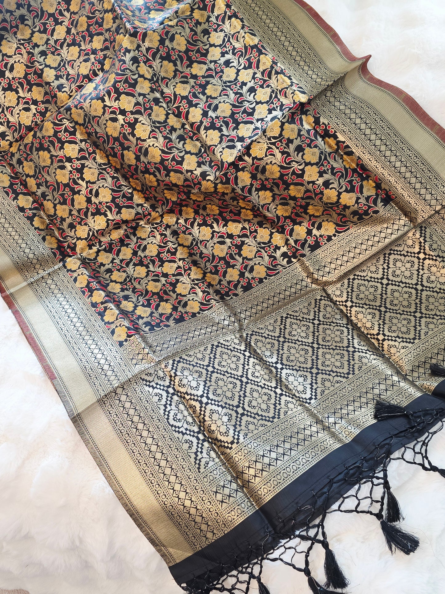 Black Benarasi Dupatta for Dress Wear