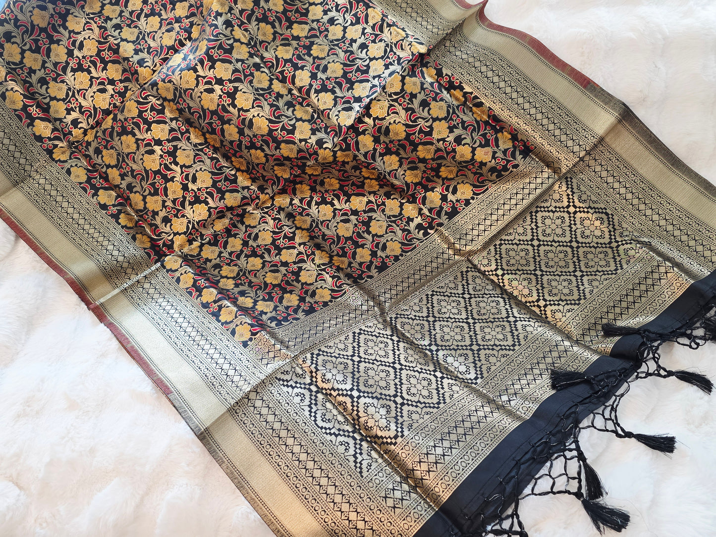 Black Benarasi Dupatta for Dress Wear