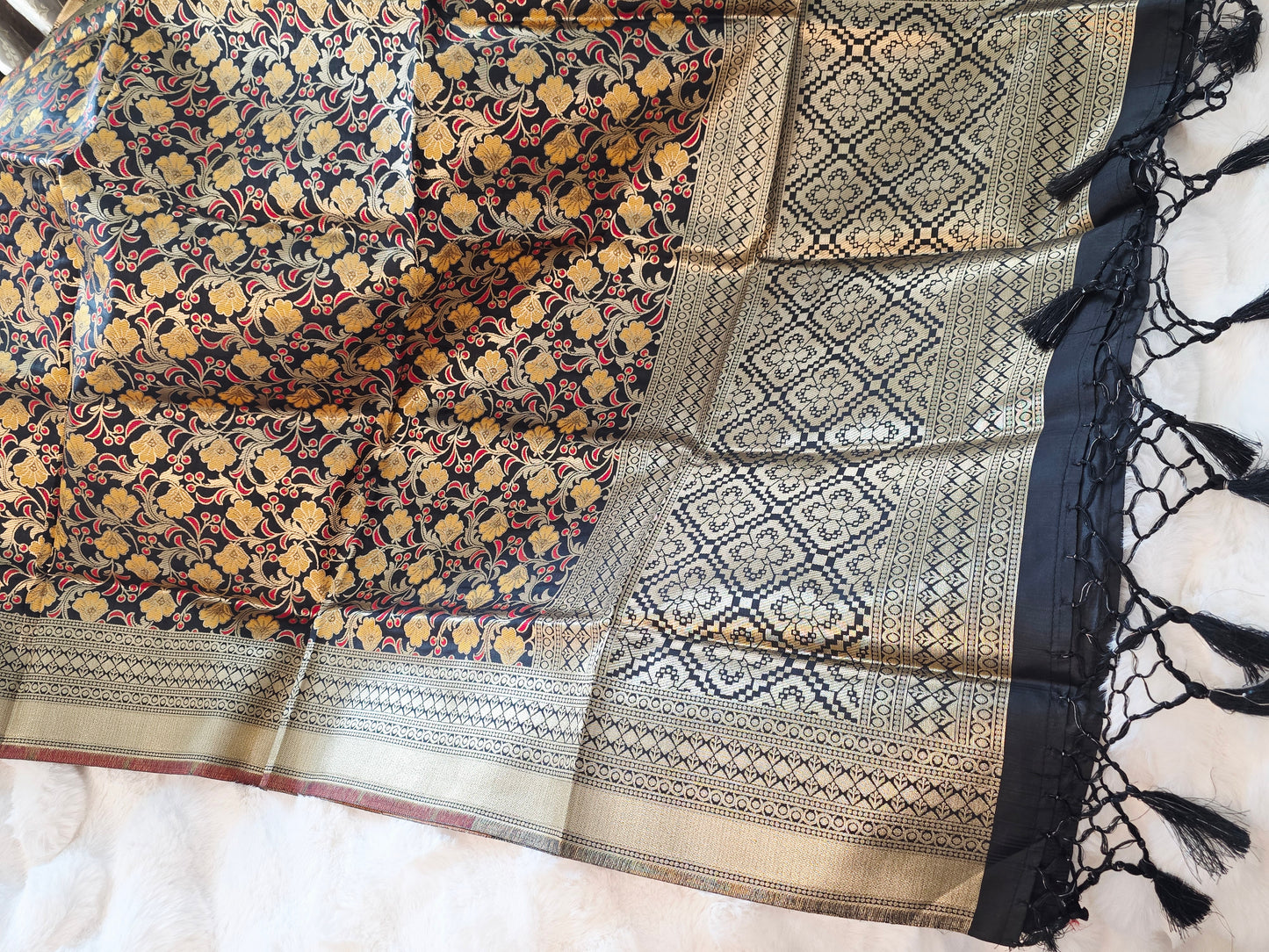 Black Benarasi Dupatta for Dress Wear