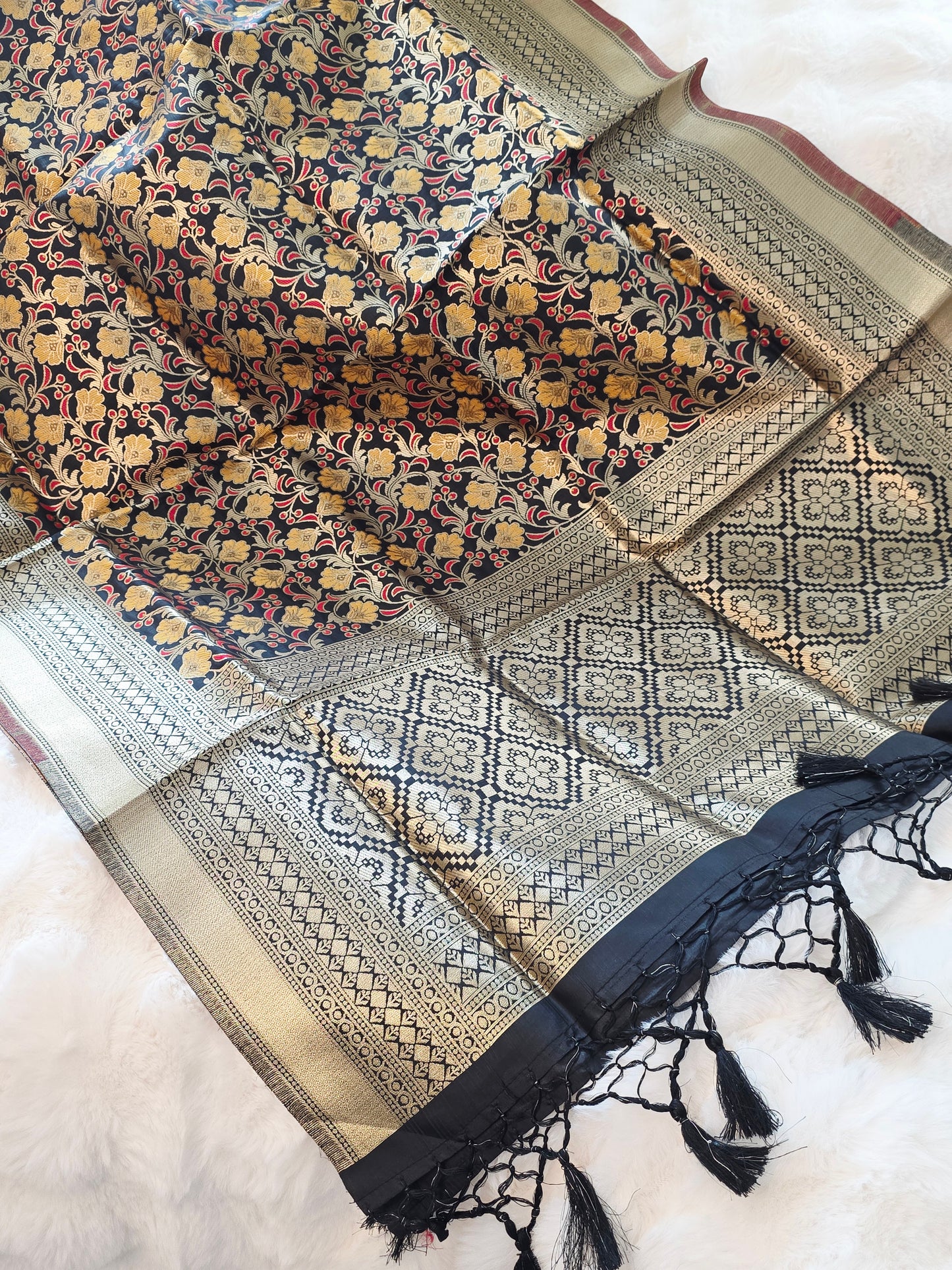 Black Benarasi Dupatta for Dress Wear