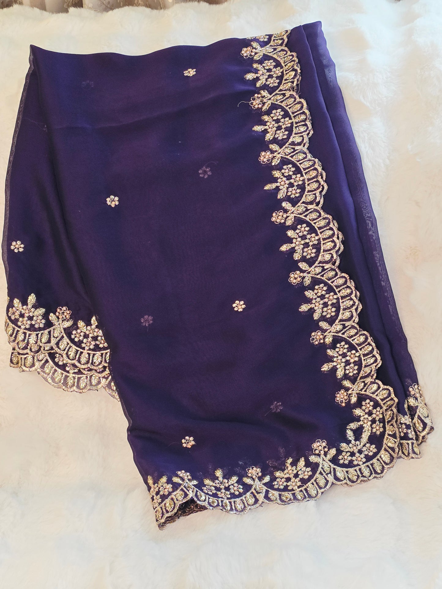 Midnight Violet Soft Chiffon Dupatta  for Lehenga Dresses Wedding Festive Ethnic Wear