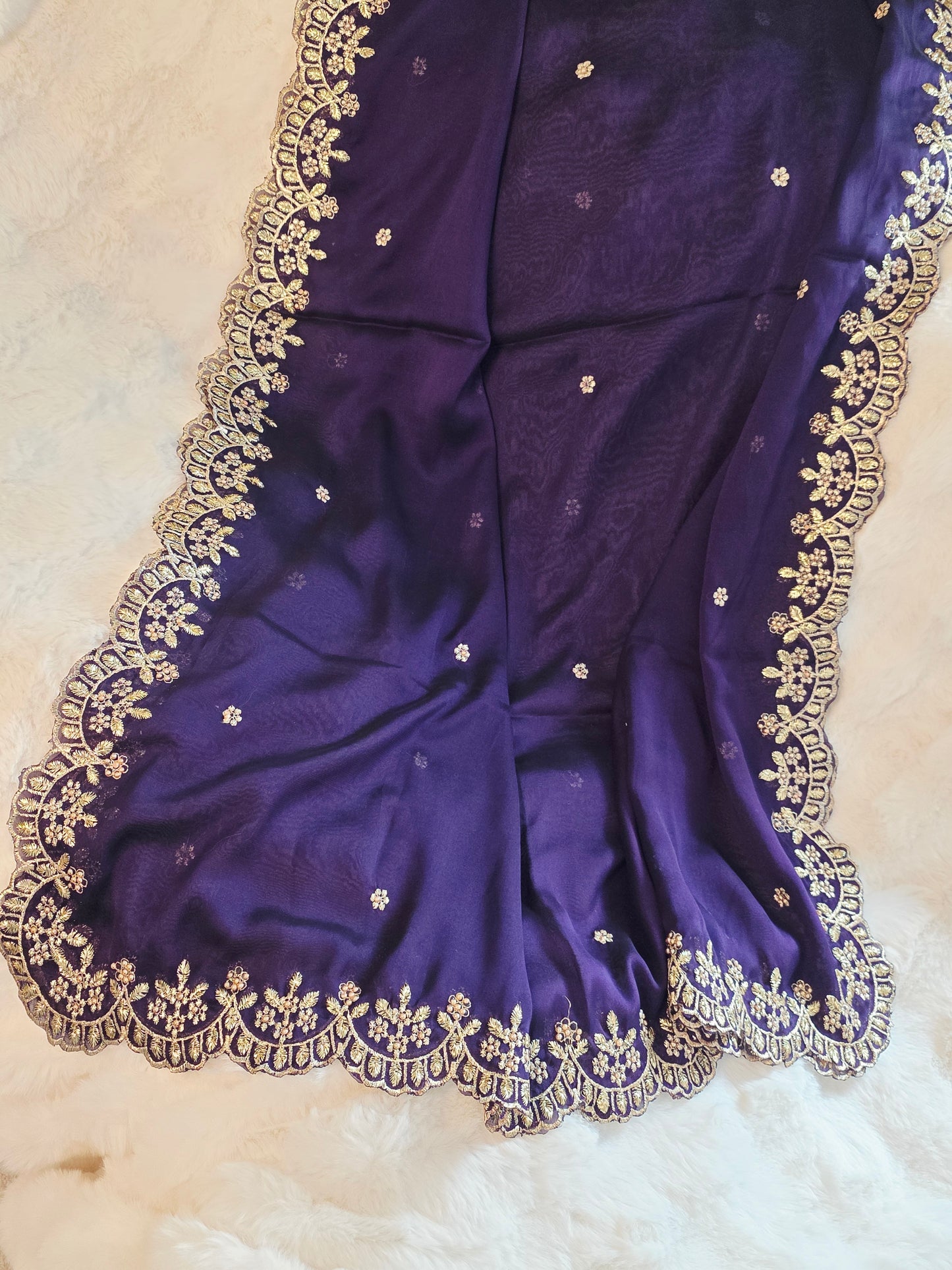 Midnight Violet Soft Chiffon Dupatta  for Lehenga Dresses Wedding Festive Ethnic Wear