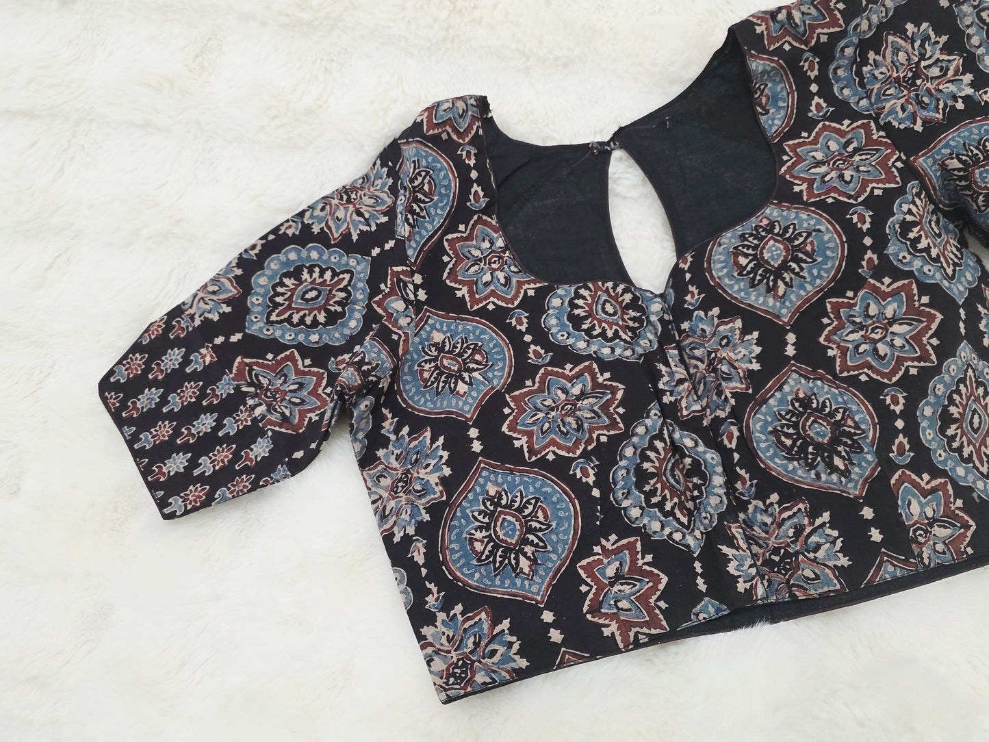 Noir Heritage Ajrakh Blockprint Cotton Designer Blouse