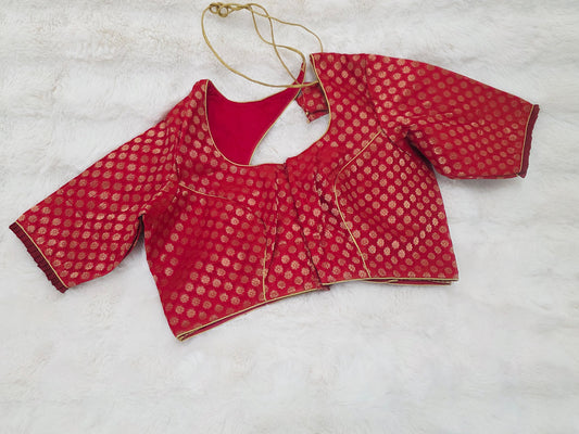 Royal Maroon Red & Antique Gold Banarasi Silk Designer Blouse