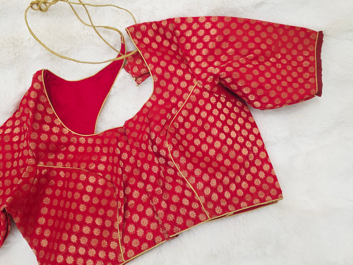 Royal Maroon Red & Antique Gold Banarasi Silk Designer Blouse