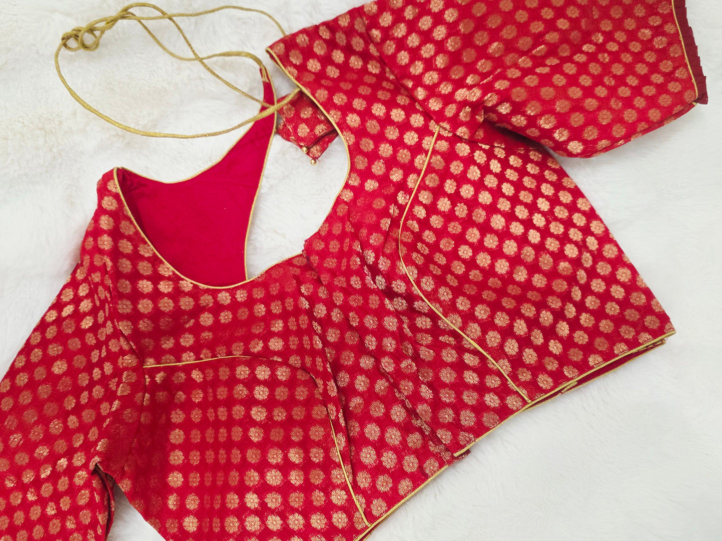 Royal Maroon Red & Antique Gold Banarasi Silk Designer Blouse