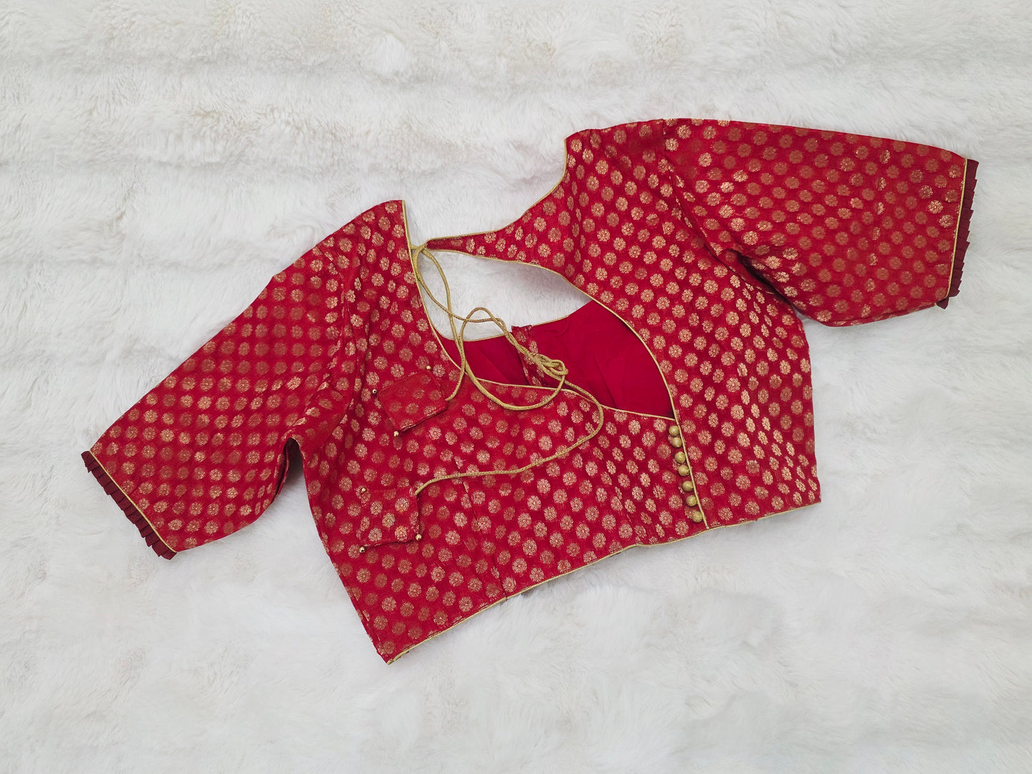 Royal Maroon Red & Antique Gold Banarasi Silk Designer Blouse