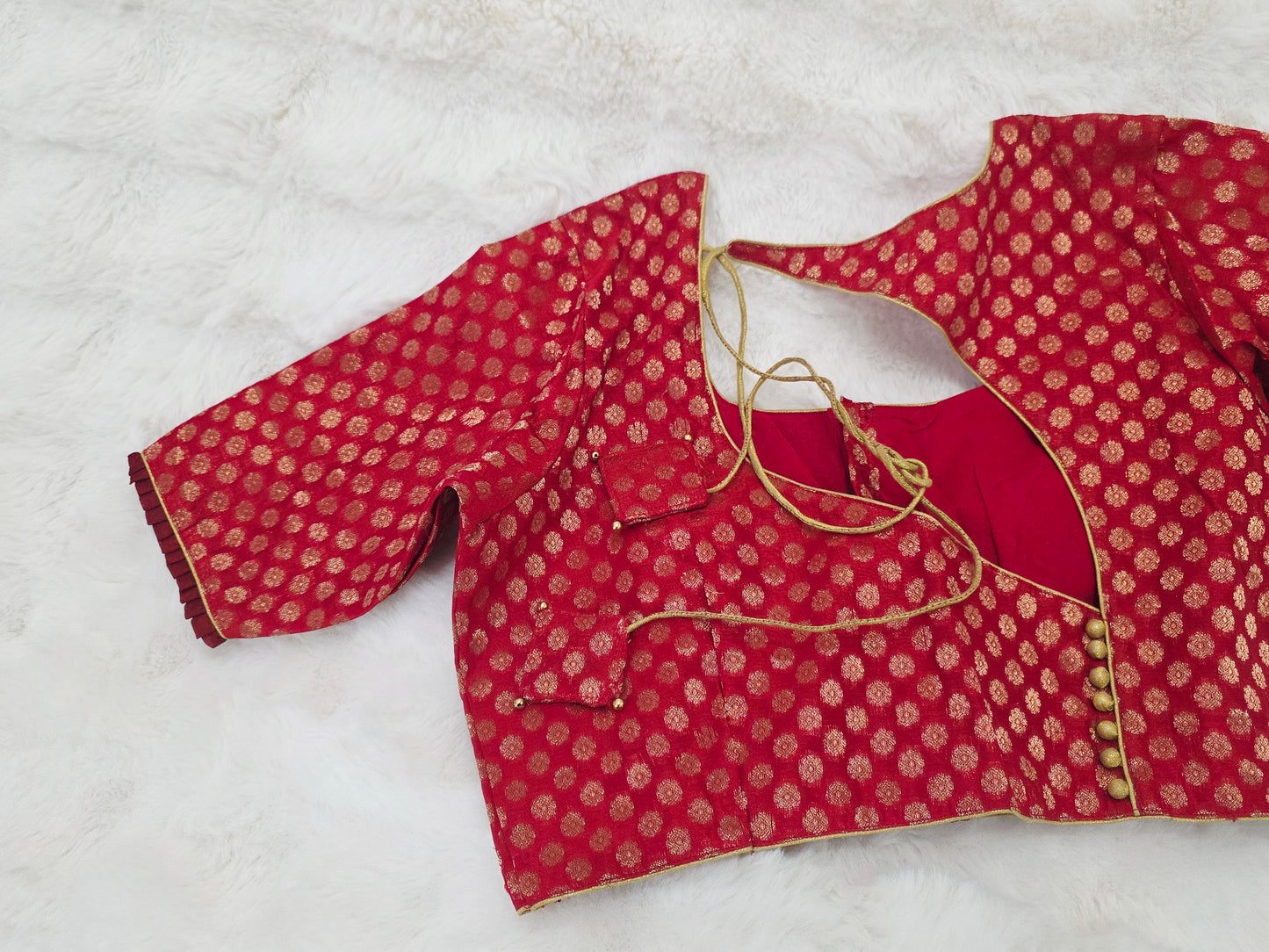 Royal Maroon Red & Antique Gold Banarasi Silk Designer Blouse