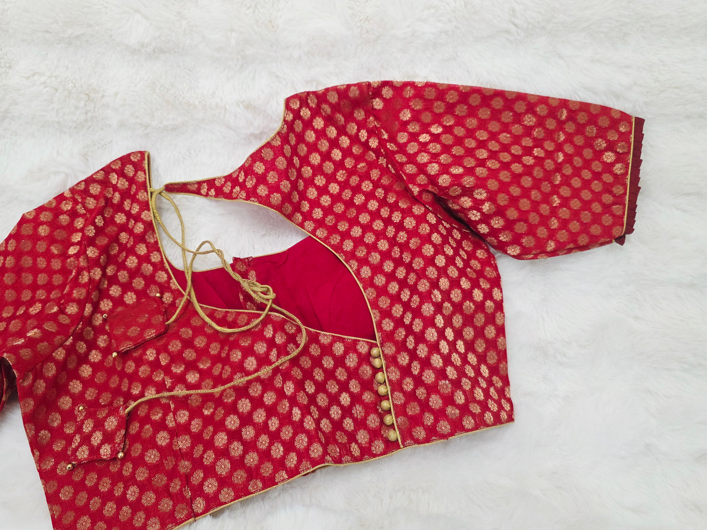 Royal Maroon Red & Antique Gold Banarasi Silk Designer Blouse