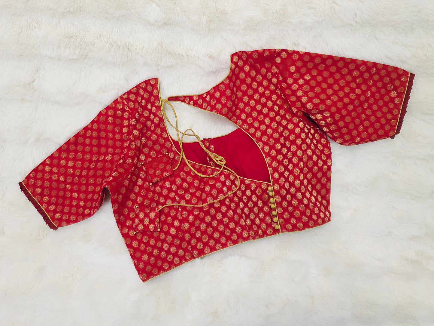 Royal Maroon Red & Antique Gold Banarasi Silk Designer Blouse