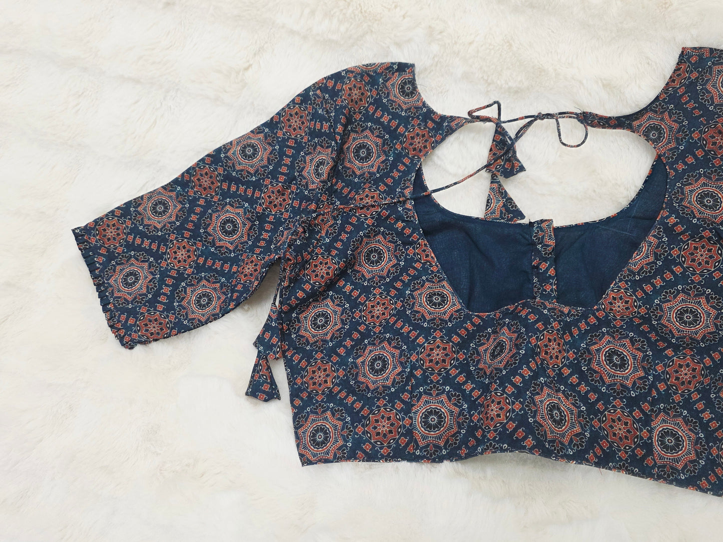 Mul Cotton Ajrakh Print Blouse