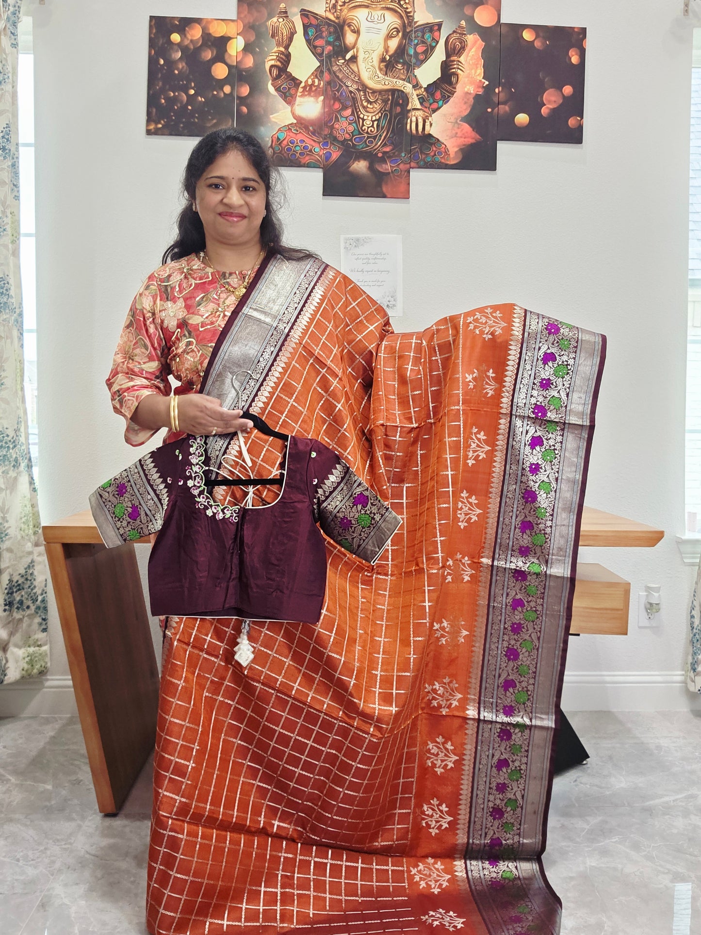 Trending Rust Shade Pure Venkatagiri Pattu Saree - Blouse