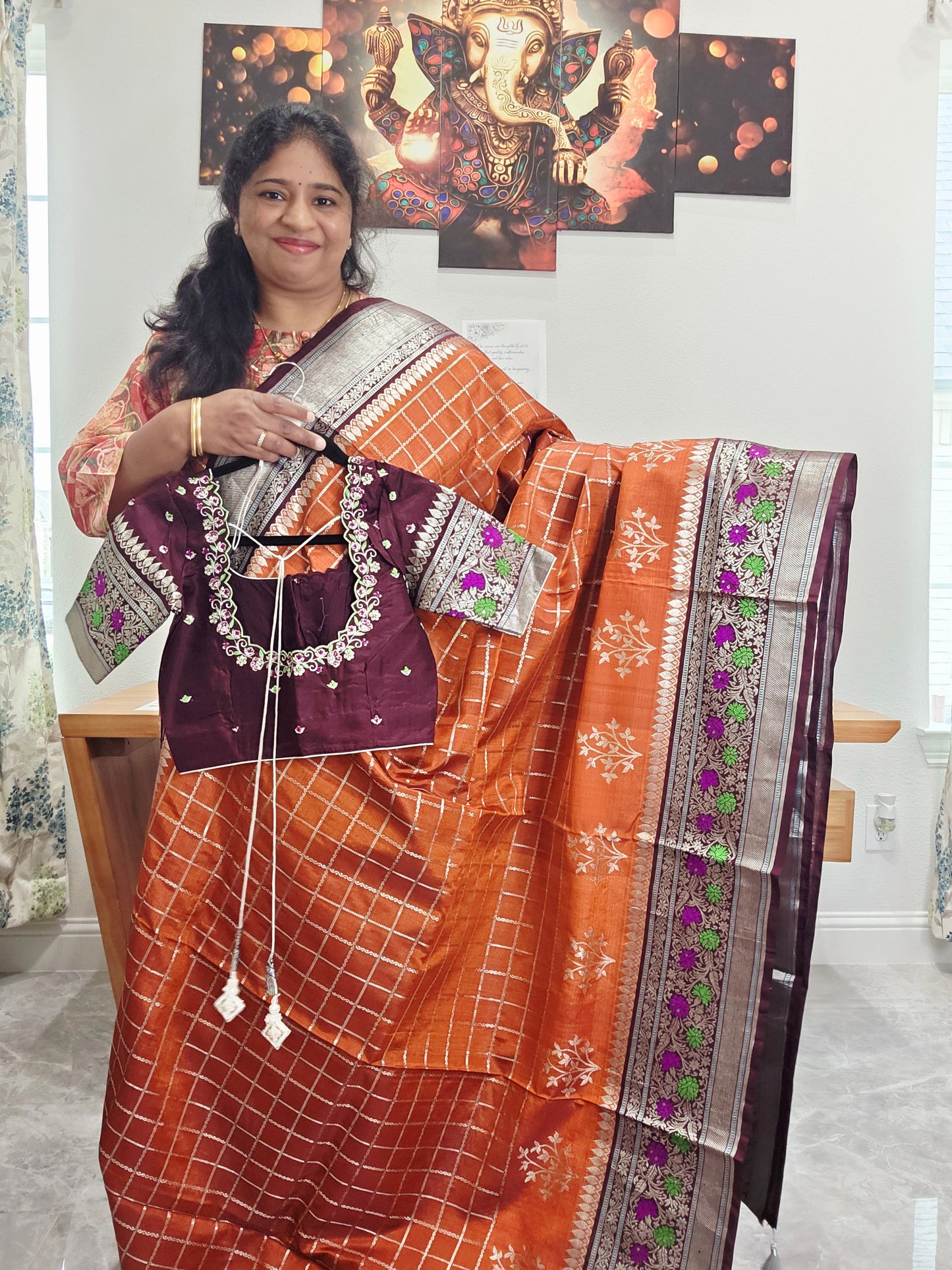 Trending Rust Shade Pure Venkatagiri Pattu Saree - Blouse