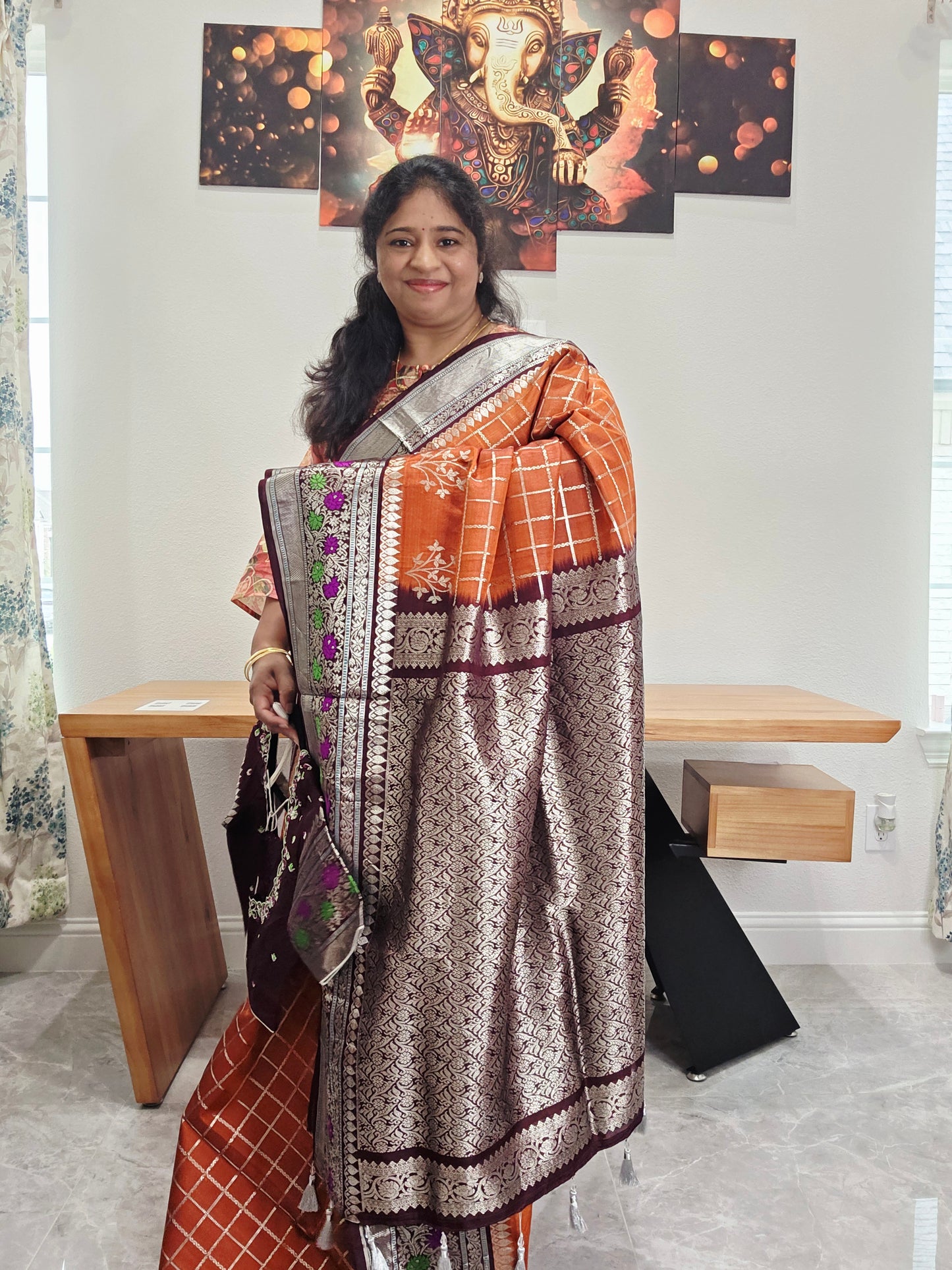 Trending Rust Shade Pure Venkatagiri Pattu Saree - Blouse